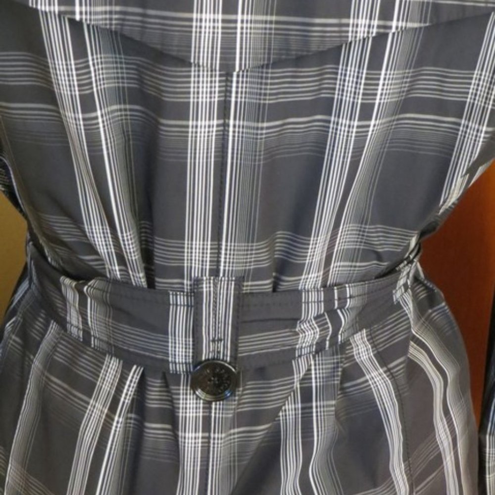 Esprit Black and White Plaid Trench Plaid Coat - Picture 3 of 3